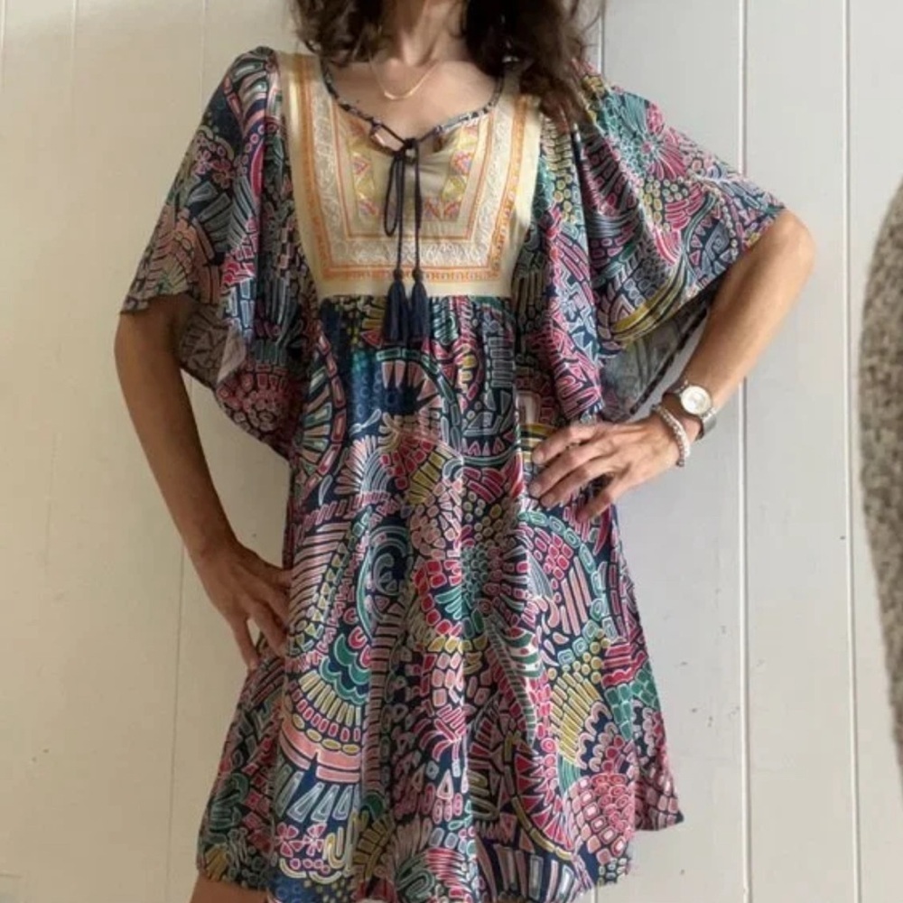 Anthropologie Flying Tomato Dress Festival Colorful Boho XS EUC